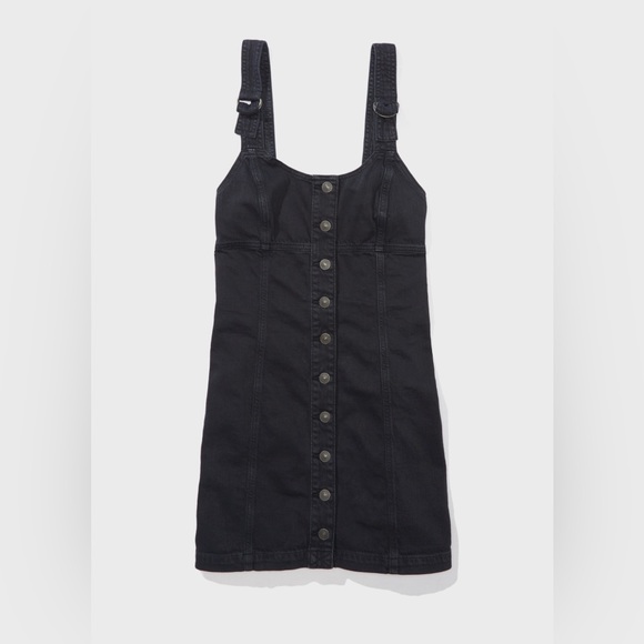 American Eagle Outfitters Dresses & Skirts - NWOT American Eagle AEO Button Down Faded Black Denim Mini Dress, Overalls, L